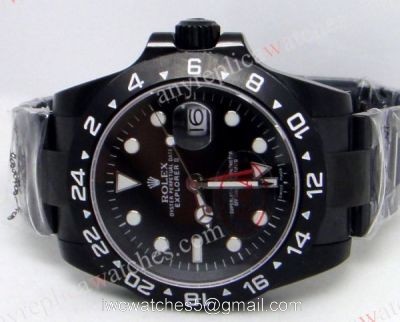 Solid Black Case Replica Rolex Explorer II Men Watch