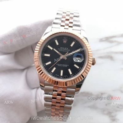 (EW) Swiss ETA3255 2 Tone Rose Gold Rolex Datejust II 41mm Jubilee Watch