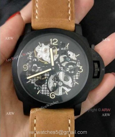 Panerai Radiomir Tourbillon GMT Skeleton PAM348 Watch Black Case Best Copy