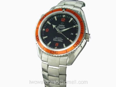 Omega Planet Ocean Replica Watch Stainless Steel Black Dial Orange Bezel