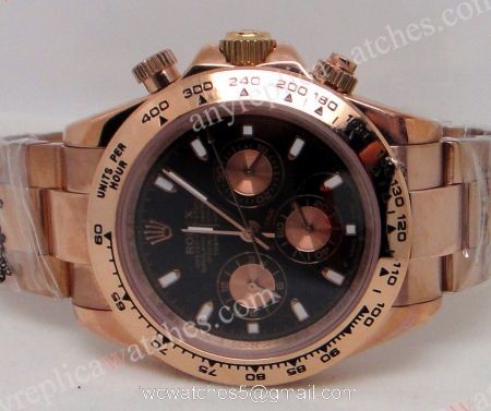 Rolex Rose Gold Daytona Black Face / 40mm Replica Watch