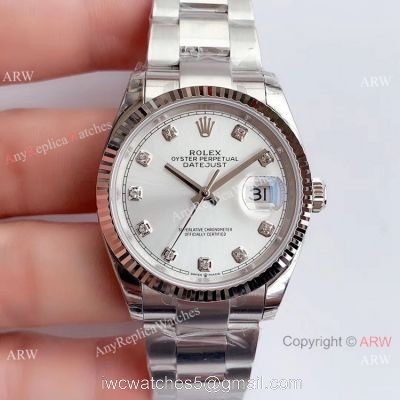(EW)Rolex EW Factory Datejust 36mm Watch Stainless Steel Silver Diamond Dial