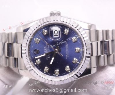 Rolex Datejust Stainless Steel Daimond Markers Blue Face Replica Watch