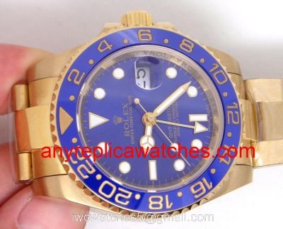 Yellow Gold Rolex GMT Master 2 Gold Blue Ceramic Bezel  Buy Replica Rolex Watch