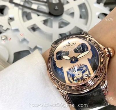 Corum Bubble 47 Flying Tourbillon Rose Gold Tattoo Wristwatch Replica Corum Watches