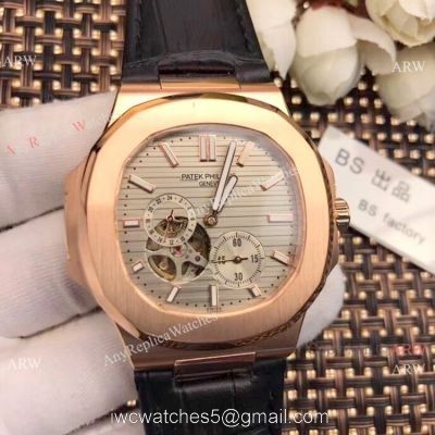 Best Replica Patek Philippe Tourbillon Nautilus Watch Rose Gold Gray Dial