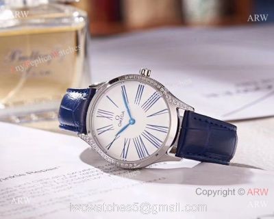 2018 Replica Omega De Ville Tresor White MOP Dial Watch Womens Size