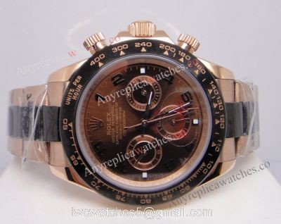 Rose Gold Rolex Daytona Chocolate Replica Watch Arabic Markers