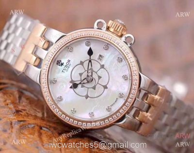 AAA Copy Tudor Clair de Rose Lady Watch White MOP Dial 2-Tone Rose Gold 30mm