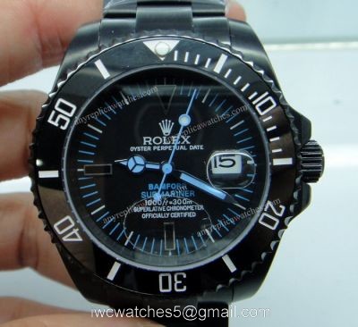 High Quality Rolex Bamford Submariner Replica Watch / Black Watch Case / Blue Markers