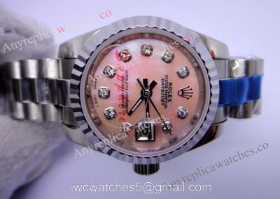 Stainless Steel Rolex Datejust Pink MOP President Band Ladies watch