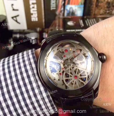 Replica Corum Skeleton Bubble Squelette Watch Black Case Silver Dial