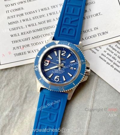 Breitling Superocean II 46mm Watches Blue Dial Blue Rubber Strap