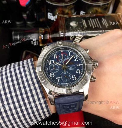 Copy Breitling Super Avenger II Watch Blue Dial Blue Rubber Strap