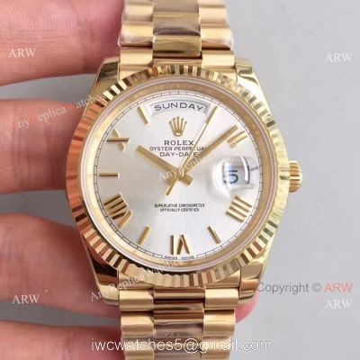 (EW) Clone ETA3255 Day-Date II Rolex Presidential 41mm Replica Watch All Gold Silver Dial