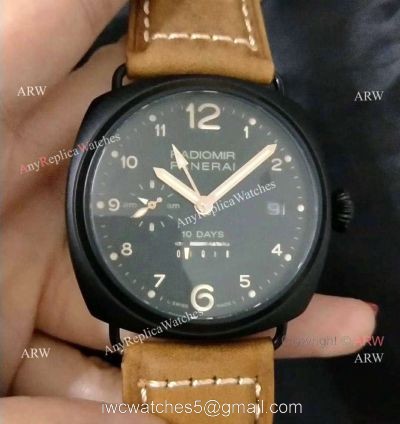 New Copy Radiomir 10 Days GMT Panerai Watch  Black Case Orange Arabic