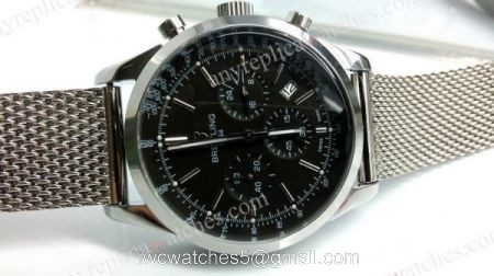 SS Breitling Transocean Chronograph Swiss Grade Black Face Men Replica