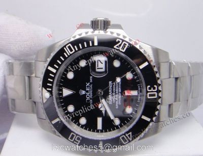 Replica Rolex Submariner Watch SS Black Dial Ceramic Bezel Mens Watch