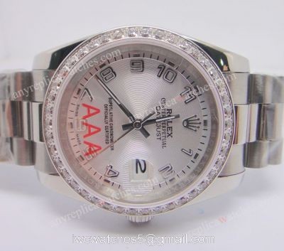 Rolex Datejust SS Silver Arabic / Replica Rolex Presidential Diamond Watch 36mm