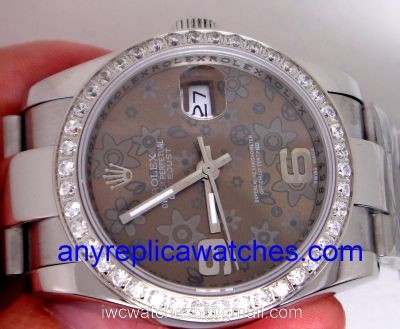 Replica Rolex Datejust Watch SS FANCY FLOWER DIAL DIAMONDS BEZEL