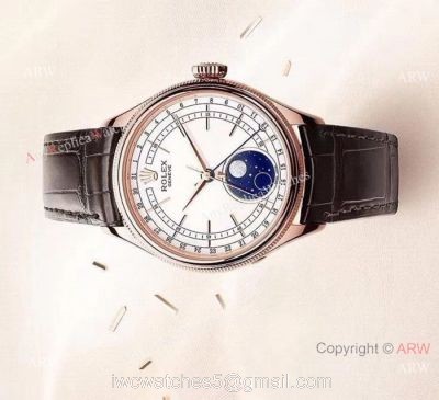 New Upgraded Rolex Cellini Moonphase Replica For Sale  Rose Gold White Dial Watches