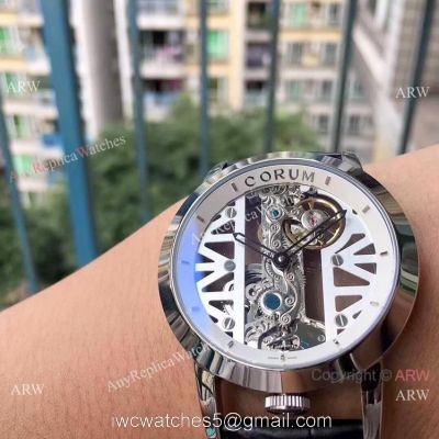 Replica Corum Skeleton Golden Bridge SS White Watch  AAA Quality
