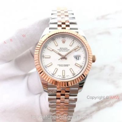 (EW) Replica Rolex Datejust 2 41mm White Dial Fluted Bezel Watch ETA3255