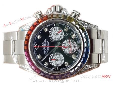 Rolex Rainbow Daytona Watch SS Diamonds on lugs  AAA Super Quality