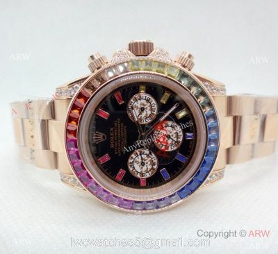 Newest Rolex Daytona Rainbow 40mm watch Rose Gold Automatic Movement