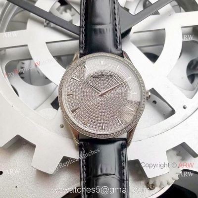 2019 Copy Jaeger-LeCoultre Master Ultra Thin Iced Out Full Diamonds Face 41 mm Watch