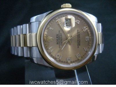 Rolex Datejust Replica Watch Gold Dial Arabic Hour Markers 2-Tone President Watch