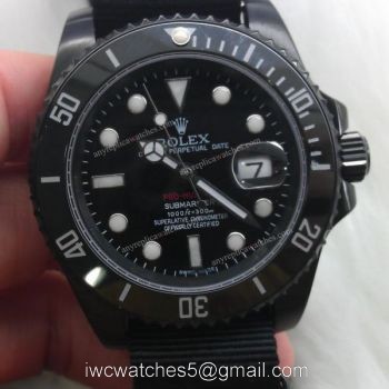 All Black Rolex Submariner Pro-hunter Black Dial Ceramic Bezel Nato Strap 40mm