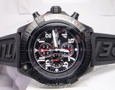 Replica Breitling Super Avenger Black Chronograph Rubber Strap 48mm