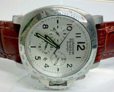 Panerai Daylight White Face Brown Leather band Replica Watch