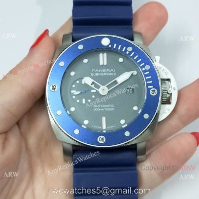 Panerai Submersible Rubber Strap SS Blue Bezel Pam 959 Watch  Buy Replica