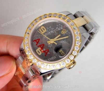 Replica Rolex Lady Datejust 26mm 2-Tone Gray Flower Diamond Watch