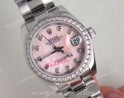 Rolex Datejust Watch SS Oyster / Pink MOP dial / Diamond markers / Diamond bezel 31mm