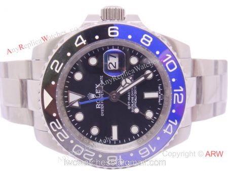 Replica Rolex Batman GMT-Master II SS Blue &038; Black Ceramic Bezel Watch 40mm
