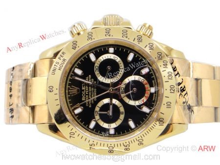 Yellow Gold Rolex Daytona Black Face Watch  Buy Replica Watches