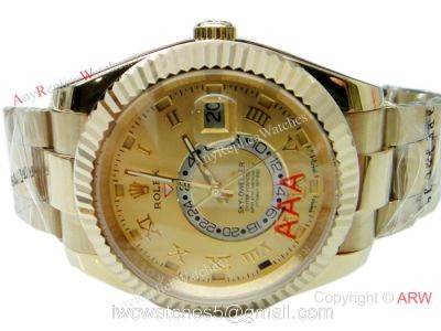 Rolex Sky Dweller Gold Replica Watch 42mm w/ Working Time Zone