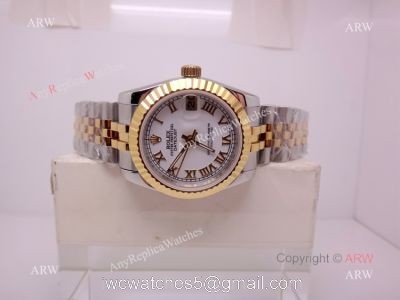Best Rolex 16233 Fake Datejust Watch 2-Tone White Roman 31mm