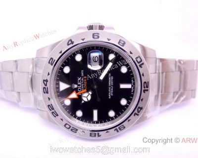NEW UPGRADED Replica Rolex Explorer II GMT Watch Stainless Steel Black 42mm