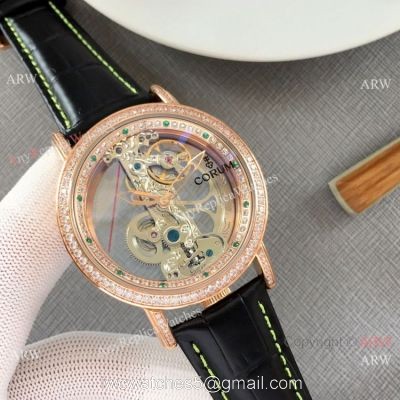 Copy Golden Bridge Corum Watch Diamond Bezel Rose Gold