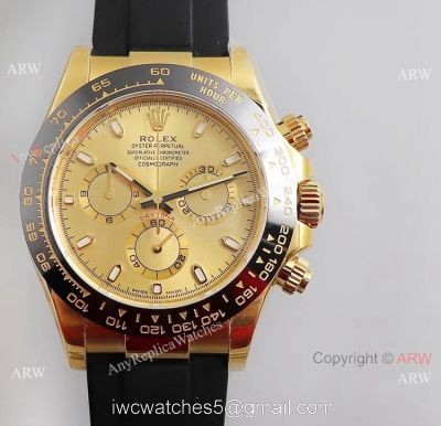 Noob Factory V3 Rolex Daytona Gold Dial Oysterflex Strap Replica Watch