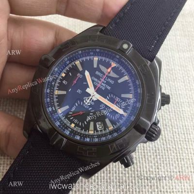 Copy Breitling Chronomat B01 Black Case Leather Strap 46mm Watch