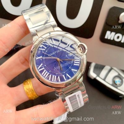 Cartier Ballon Bleu de Stainless Steel 42mm Watch  New Blue Face