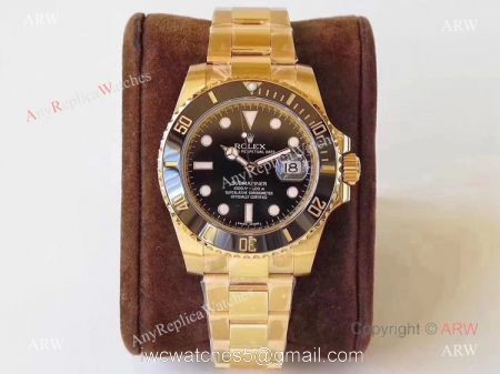 Best 1:1 Replica VR Factory &8216;MAX Version Rolex Submariner Black Dial Real 18K Yellow Gold Watch 40mm