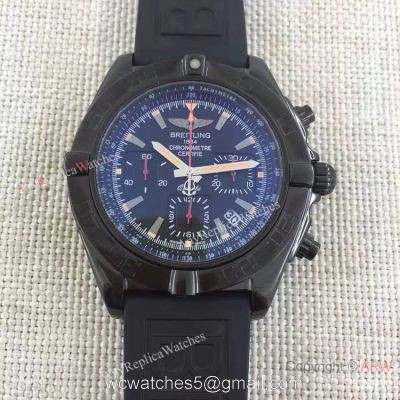Copy Breitling Chronomat B01 Black Case RUBBER Strap Men Watch