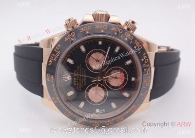 Rose Gold Rolex Daytona Rubber Strap Replica Watch Rolex 116515LN