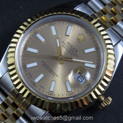 Clone Swiss ETA2836 Rolex 2-Tone Datejust II Watch Gold Dial
